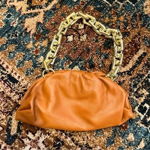 Genuine Leather Shoulder Bag with Chain Strap